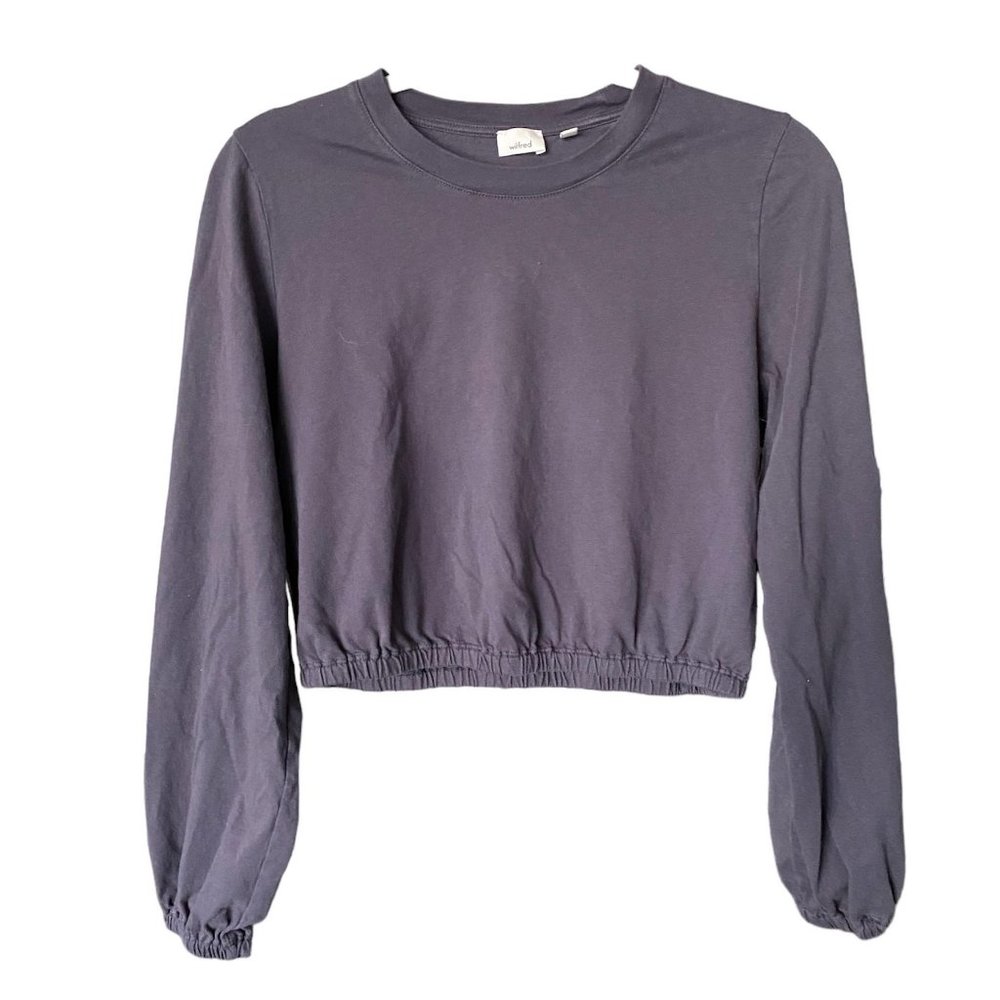 Aritzia Gray Long Sleeve Crop Top